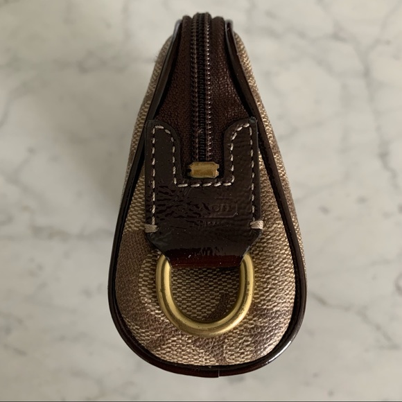 Coach Brown Heritage Monogram Stripe Cosmetics Bag - Picture 3 of 6